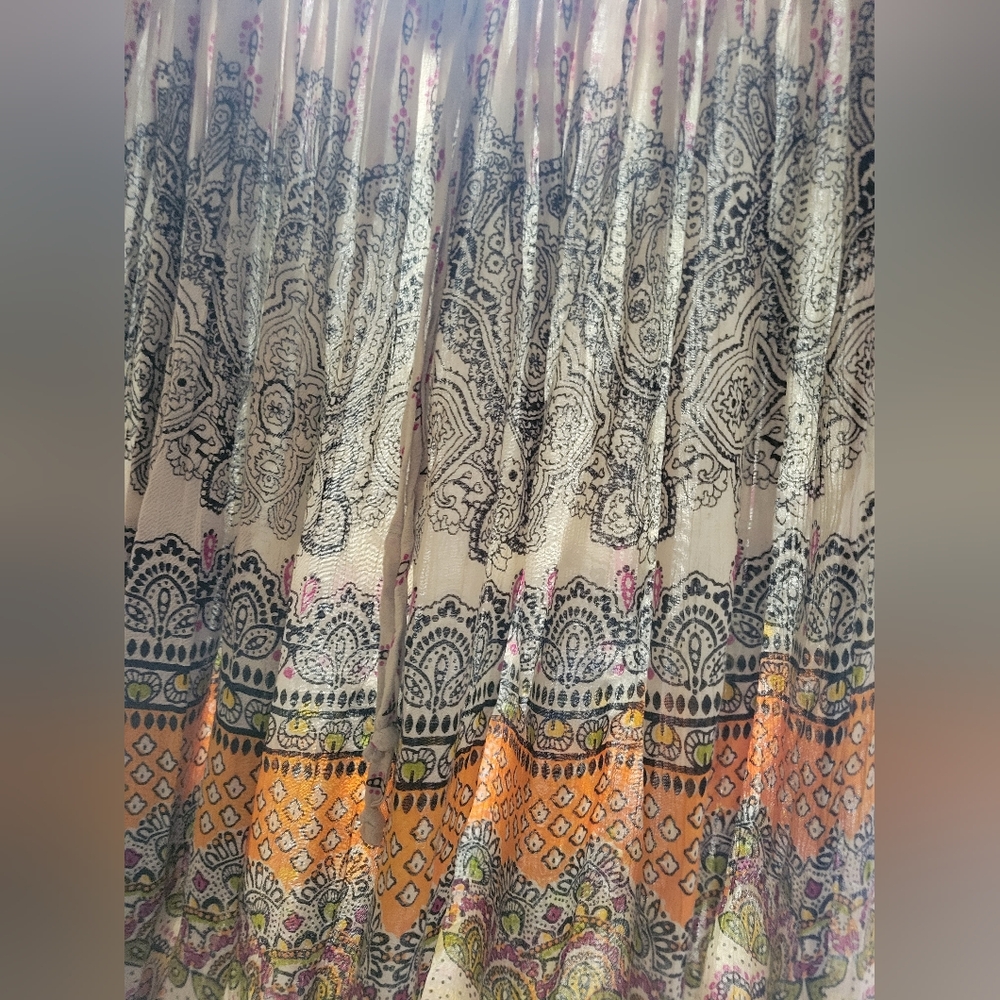 VTG Y2K Maxi Skirt India Eastern Print Festival Fairy Gypsy Boho Floral Flowy M - Picture 4 of 11